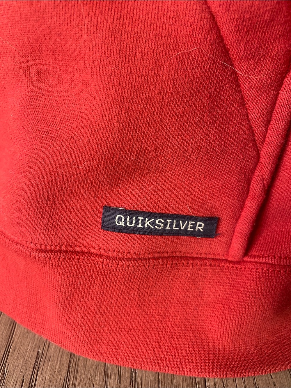 Vtg Quiksilver Men's XL Red Pullover Hoodie - Logo Fleece Sweatshirt - 1541 - Picture 6 of 11